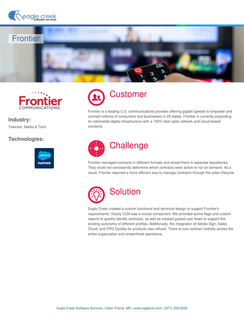 Contract Management Solution for Frontier