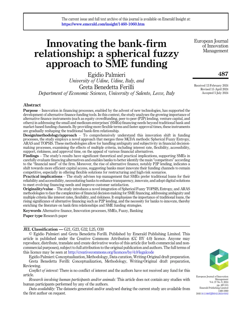 Spherical Fuzzy Approach to SME Funding Innovation