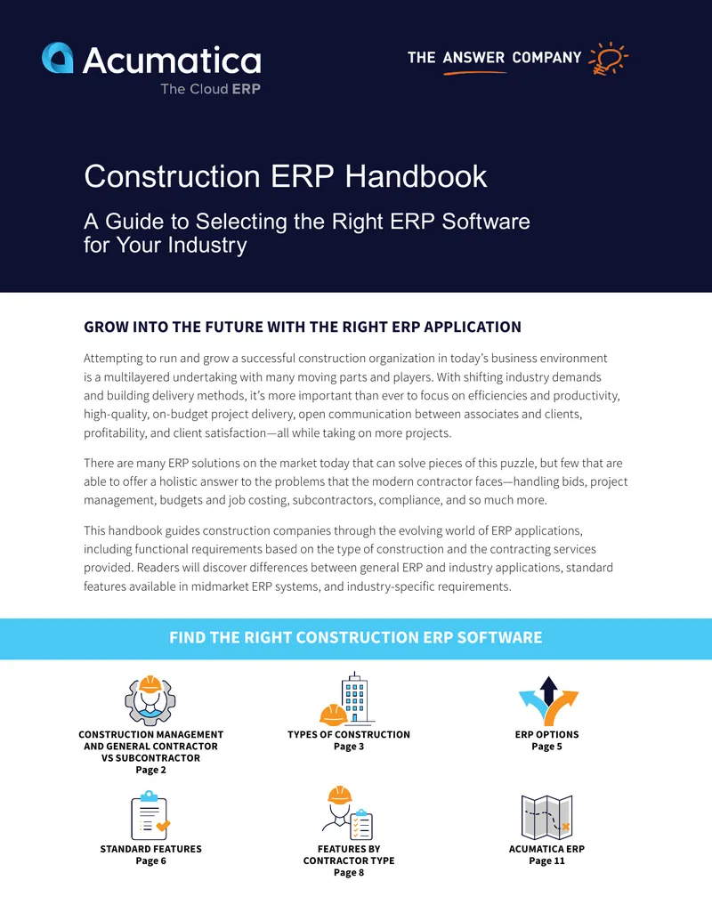 Construction ERP Handbook for Selecting Software