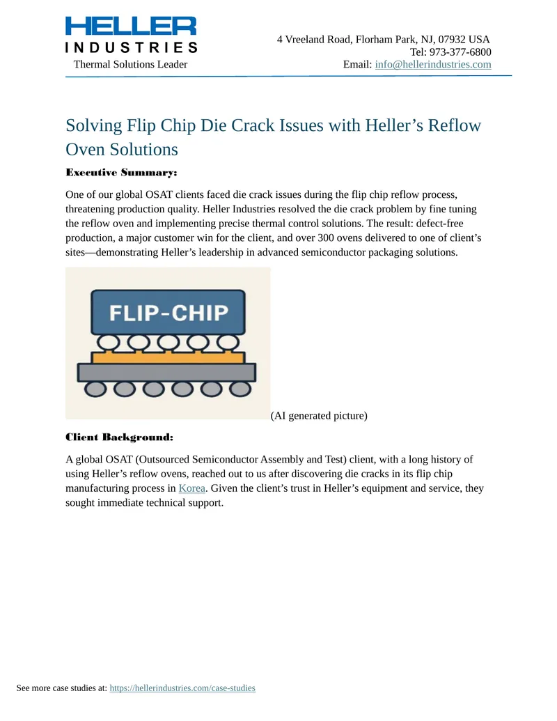 Solving Flip Chip Die Crack Issues with Reflow Oven Solutions