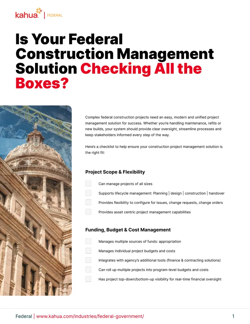 Federal Construction Management Solution Checklist