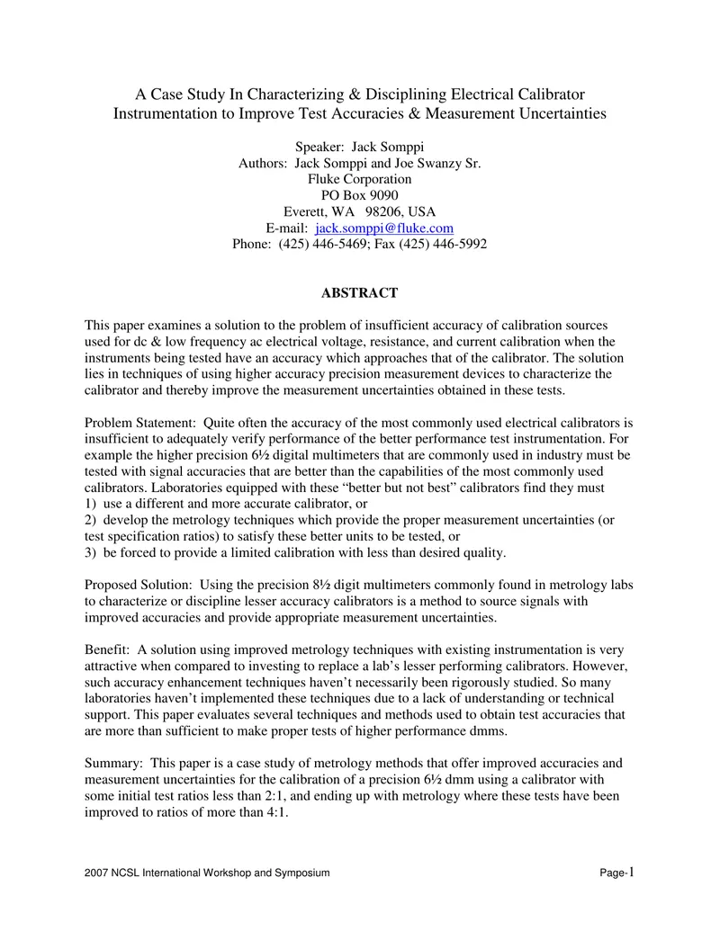 Case Study on Electrical Calibrator Instrumentation