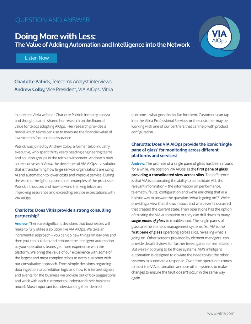 Financial Value of AIOps for Telecommunications