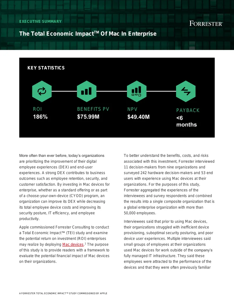 Total Economic Impact Study of Mac in Enterprise
