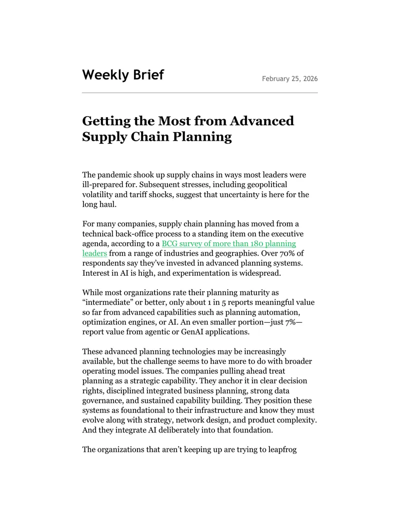 Advanced Supply Chain Planning Strategies