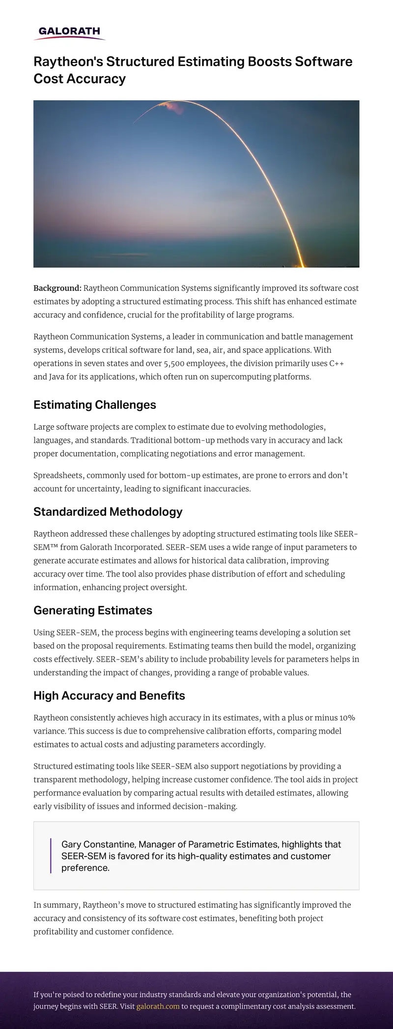 Raytheon Structured Estimating Process Overview