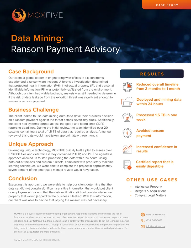Data Mining for Ransom Payment Advisory Case Study