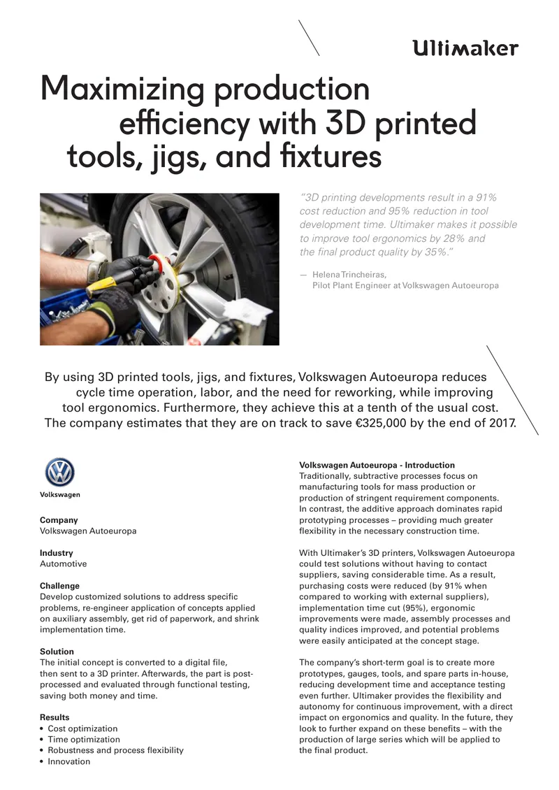 3D Printing Implementation at Volkswagen Autoeuropa