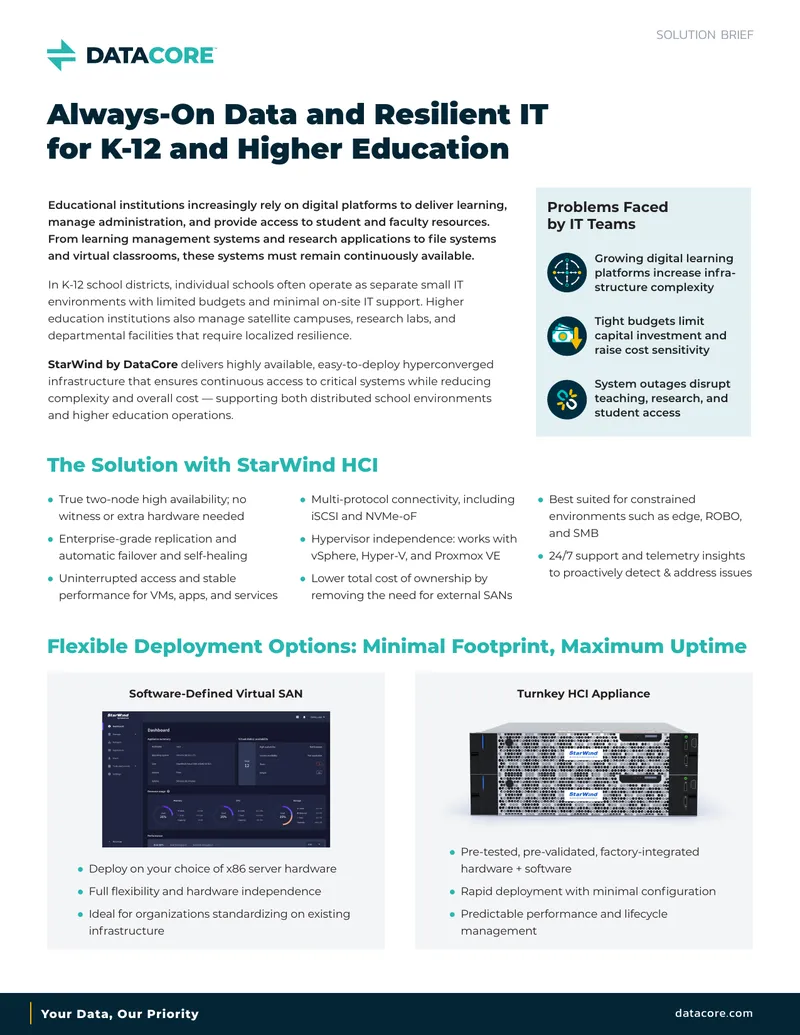 DataCore StarWind Hyperconverged Infrastructure Solution Brief