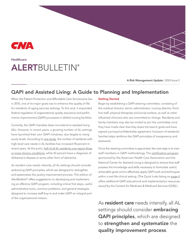 QAPI Implementation Guide for Assisted Living Facilities