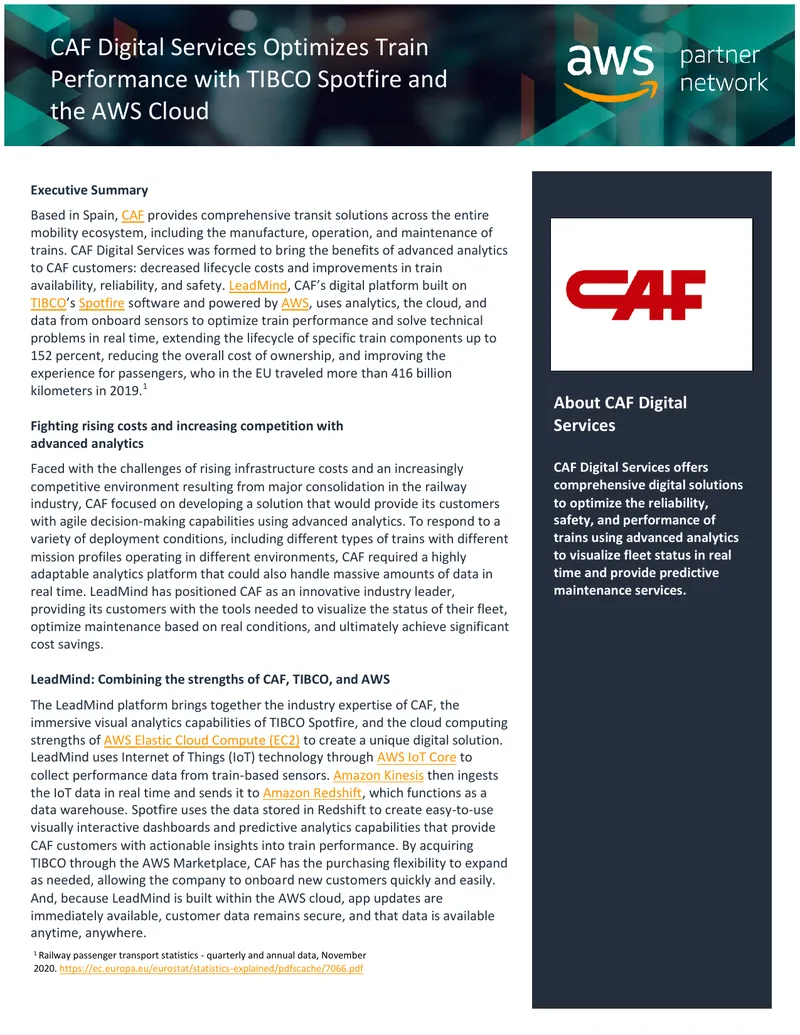 CAF Digital Services Train Performance Optimization