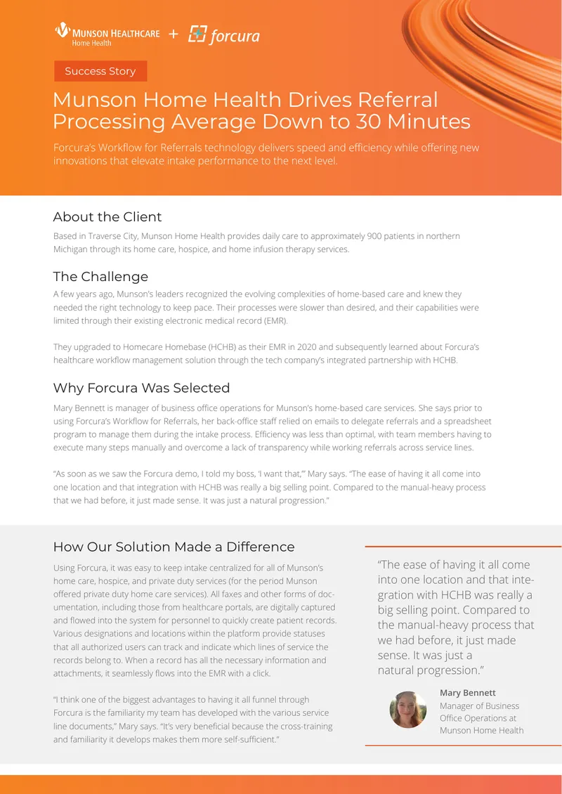 Munson Home Health Referral Processing Improvement Case Study