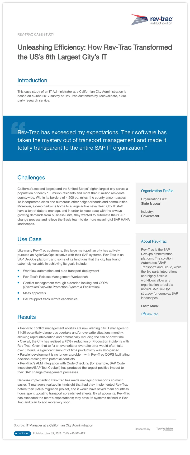Rev-Trac Case Study on IT Transformation