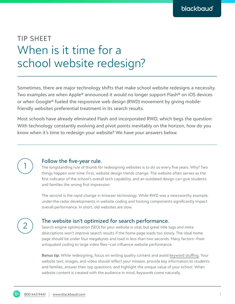 School Website Redesign Timing Guidelines
