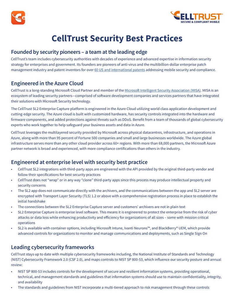 CellTrust Security Best Practices Guide