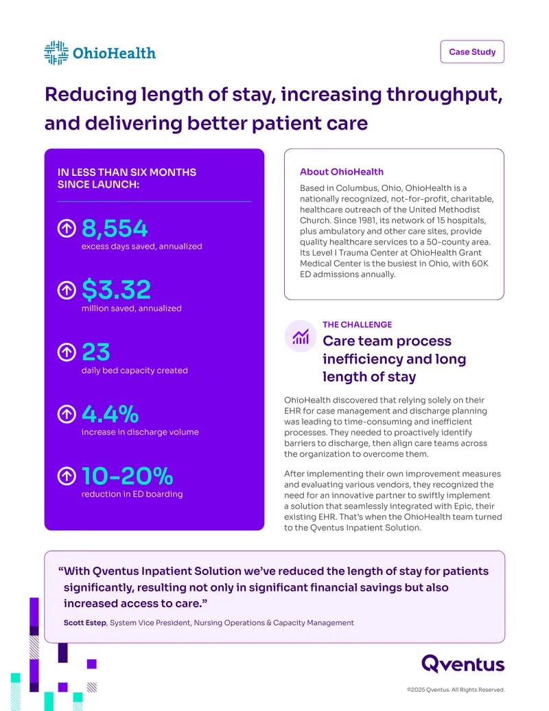 OhioHealth Qventus Inpatient Solution Case Study