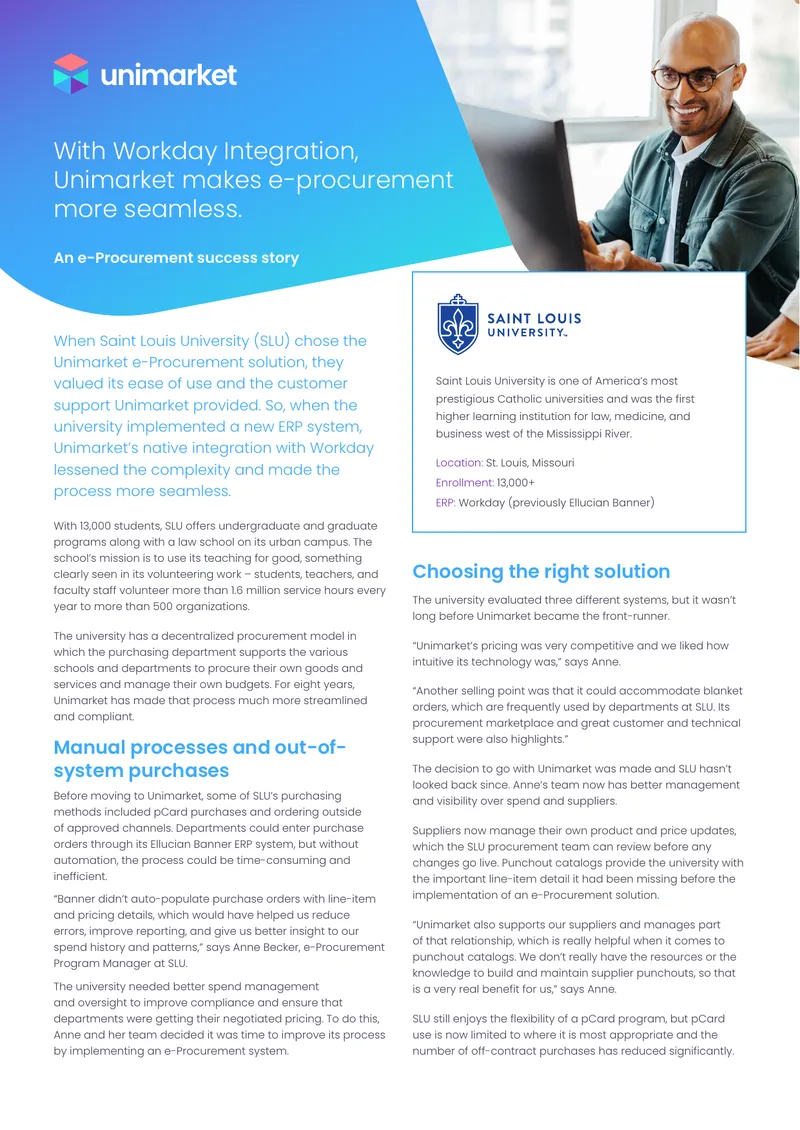 Saint Louis University e-Procurement Integration Case Study
