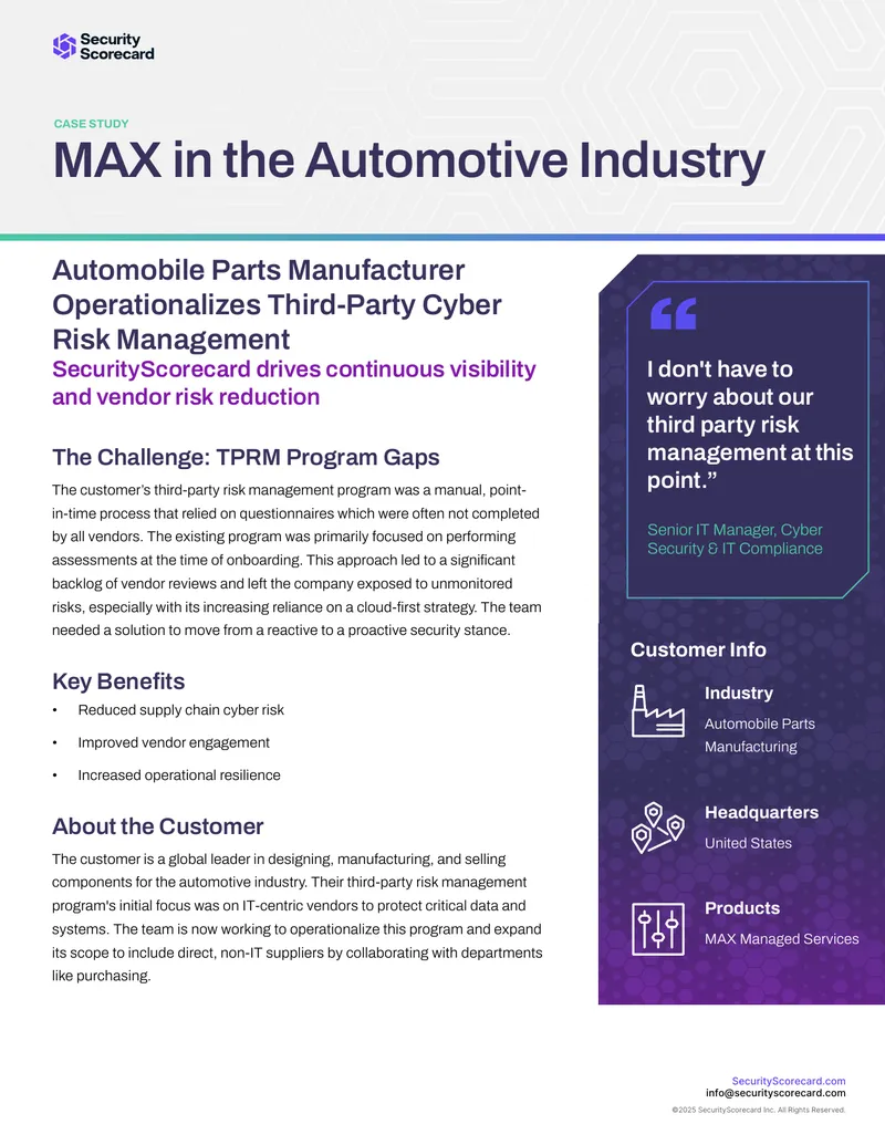Operationalizing Third-Party Cyber Risk Management in Automotive