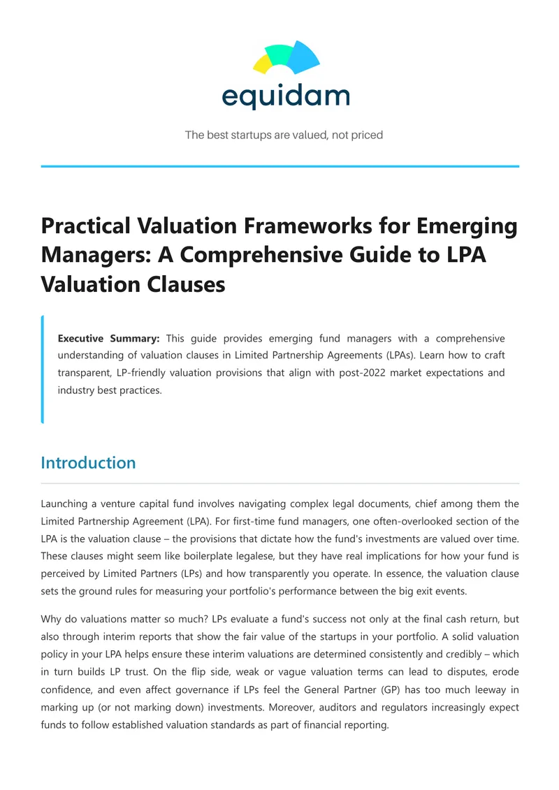 Practical Valuation Frameworks for Emerging Managers