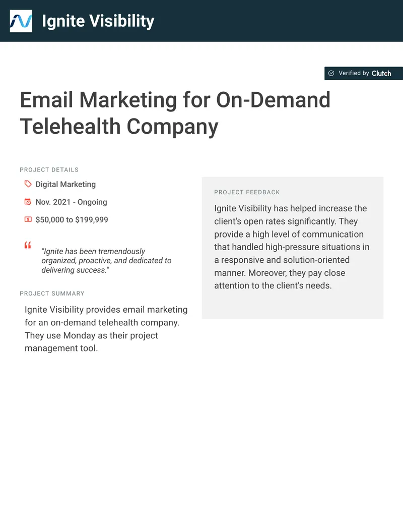 Email Marketing Project for Telehealth Company