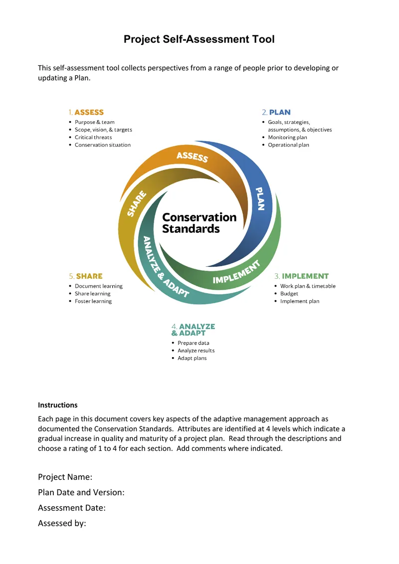 Project Self-Assessment Tool for Conservation Planning preview page 1
