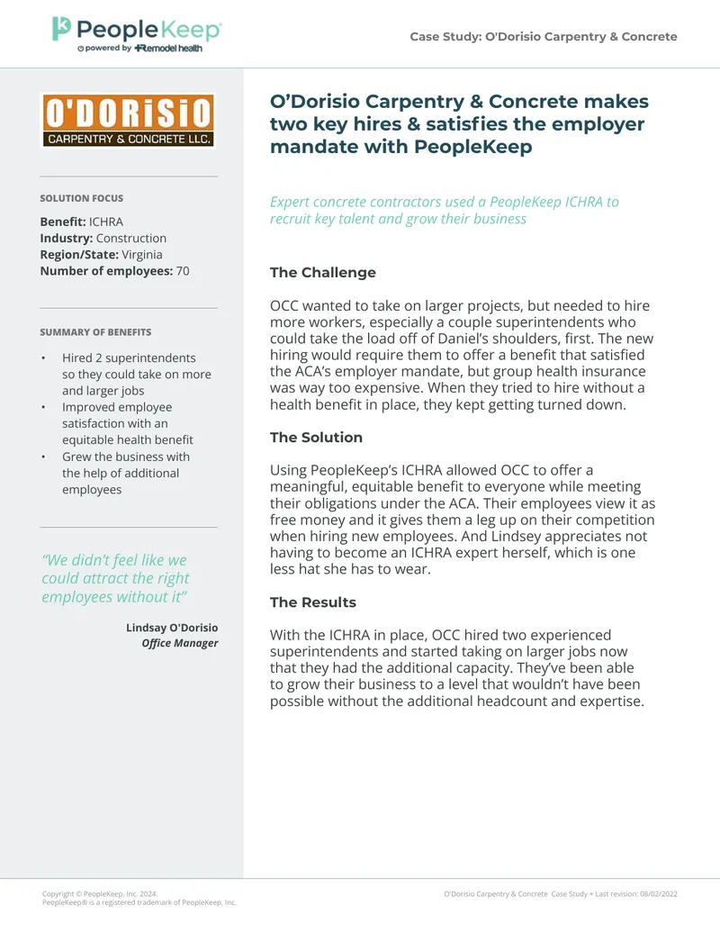 O'Dorisio Carpentry & Concrete Case Study
