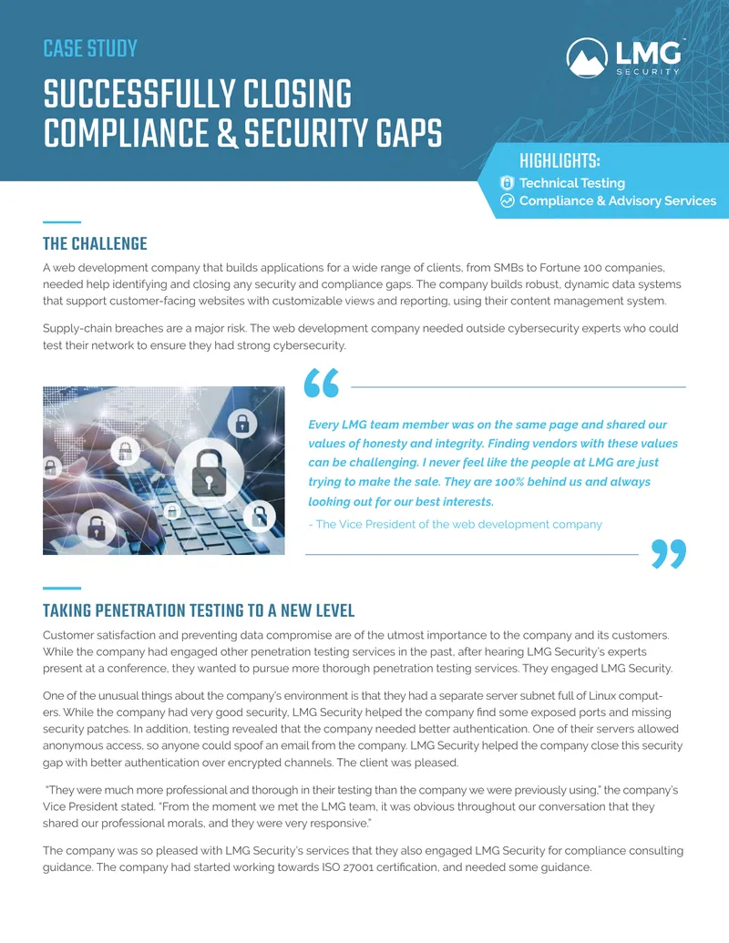 Case Study on Closing Compliance and Security Gaps