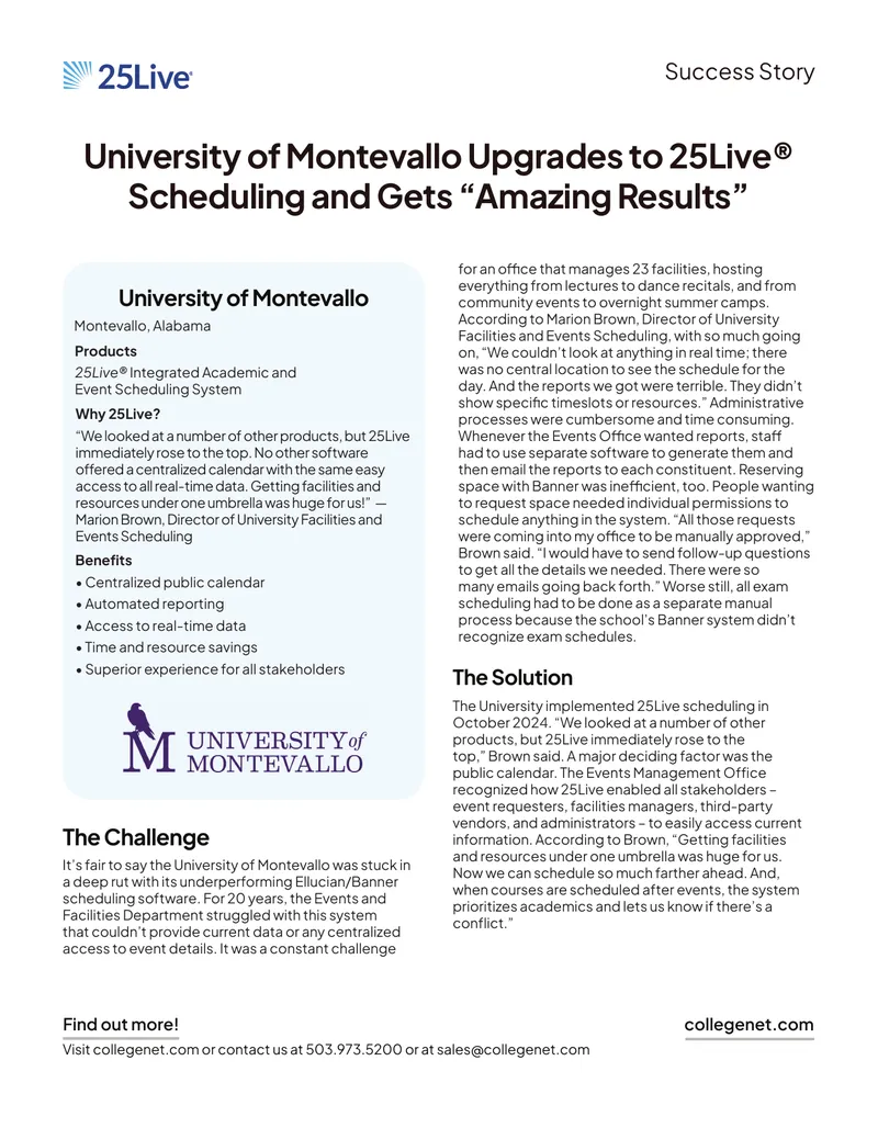 University of Montevallo 25Live Scheduling Implementation