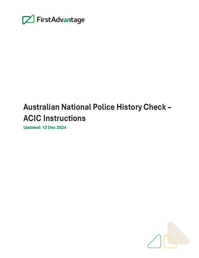Australian National Police History Check Instructions