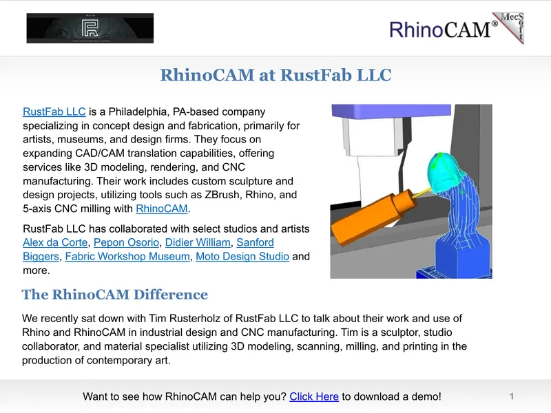 RhinoCAM Application at RustFab LLC