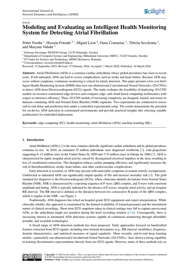 Modeling an Intelligent Health Monitoring System for Atrial Fibrillation Detection