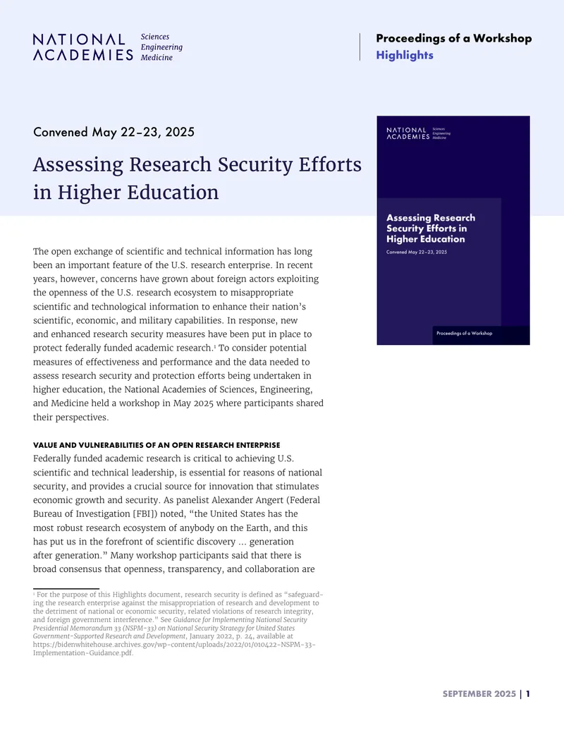 Assessing Research Security Efforts in Higher Education