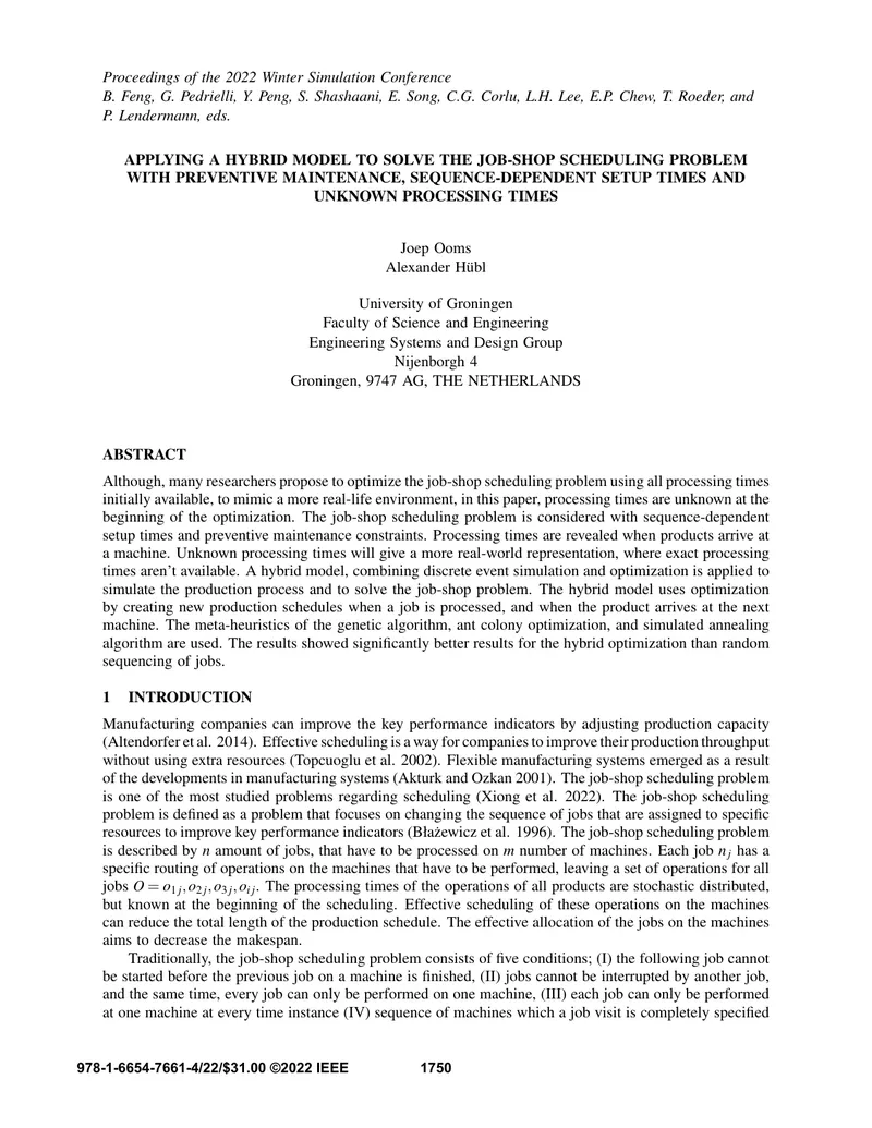 Hybrid Model for Job-Shop Scheduling with Maintenance Constraints