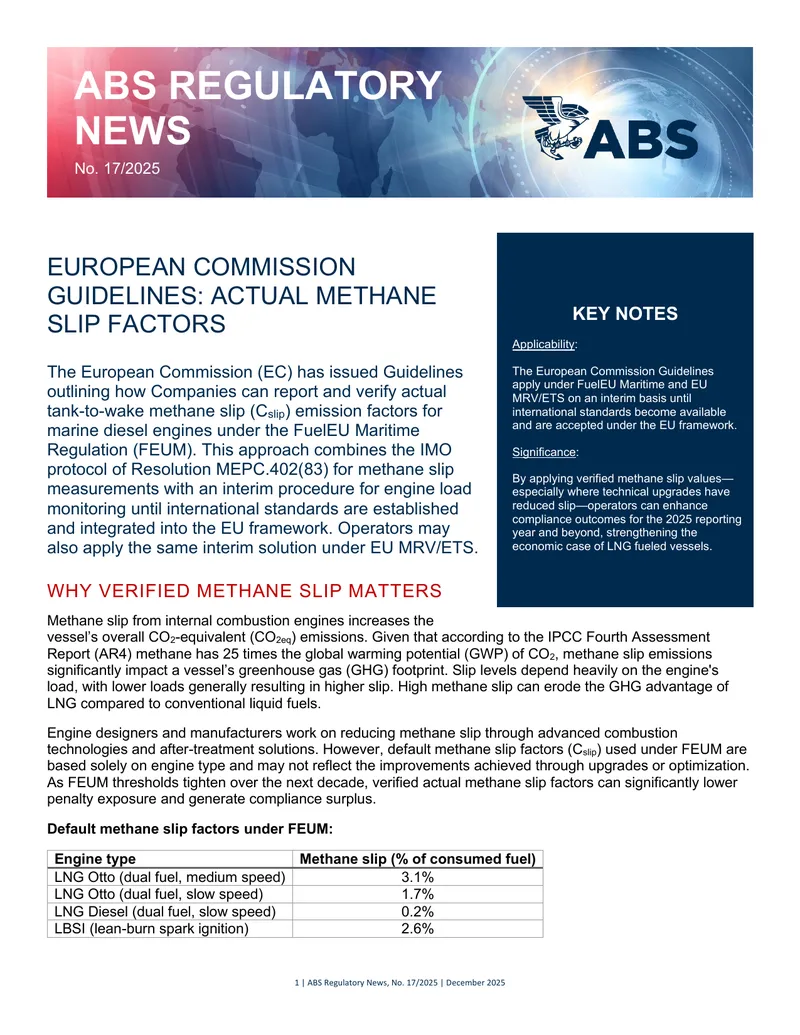 European Commission Guidelines on Methane Slip Factors