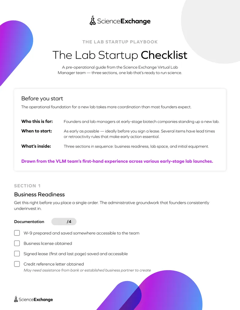 Lab Startup Checklist for Early-Stage Biotech Companies