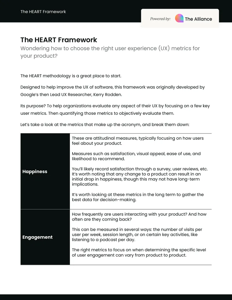 HEART Framework for User Experience Metrics