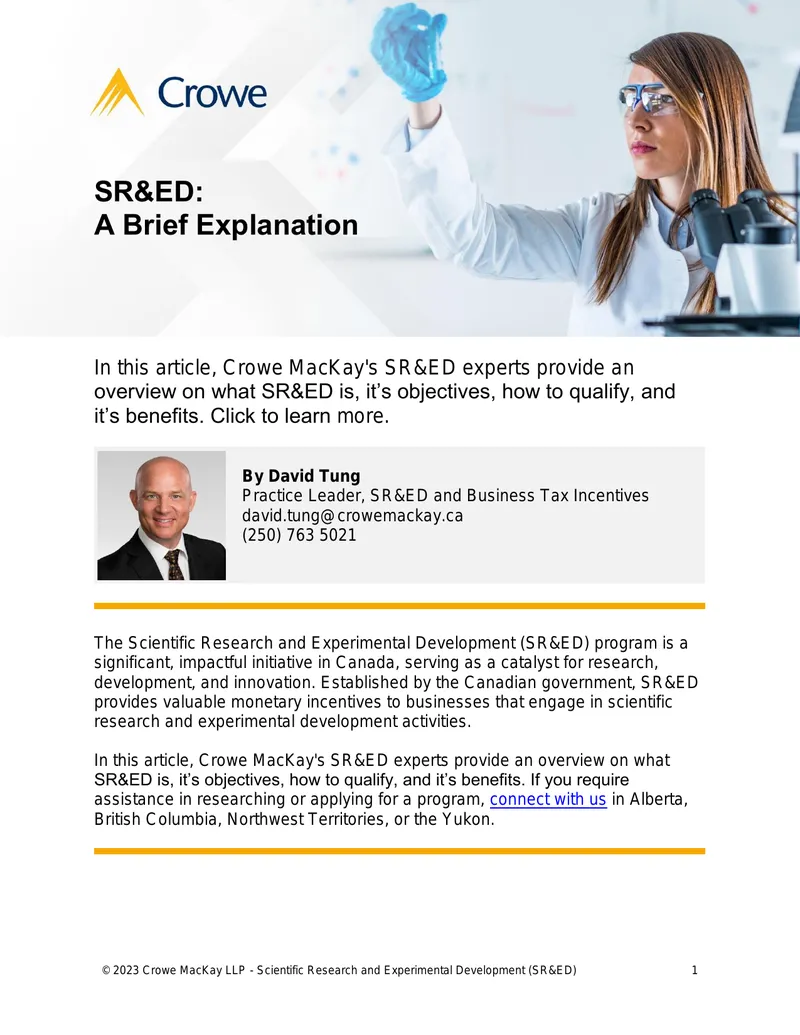 Scientific Research and Experimental Development Program Overview