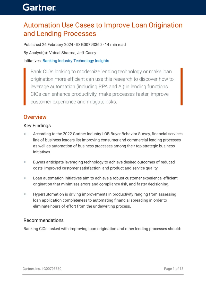 Automation Use Cases to Improve Loan Origination Processes