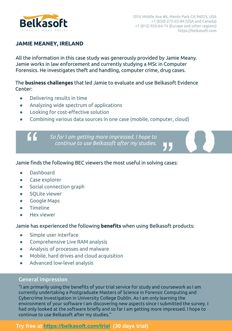 Case Study on Belkasoft Evidence Center Usage