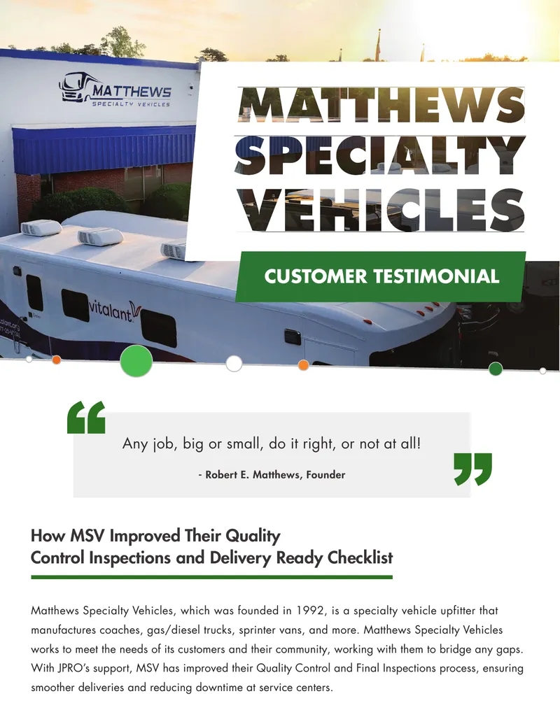 Matthews Specialty Vehicles Quality Control Improvement