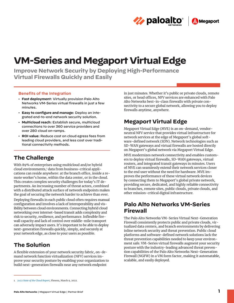 Palo Alto Networks and Megaport Virtual Edge Integration Brief