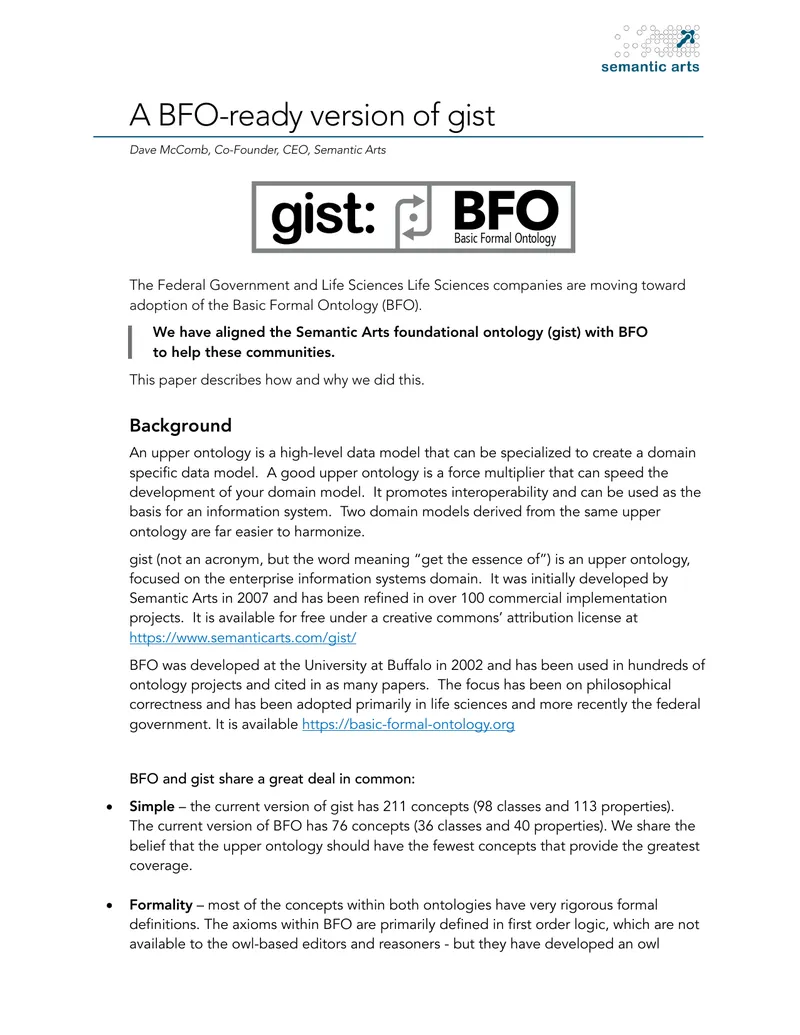 Alignment of Gist with Basic Formal Ontology