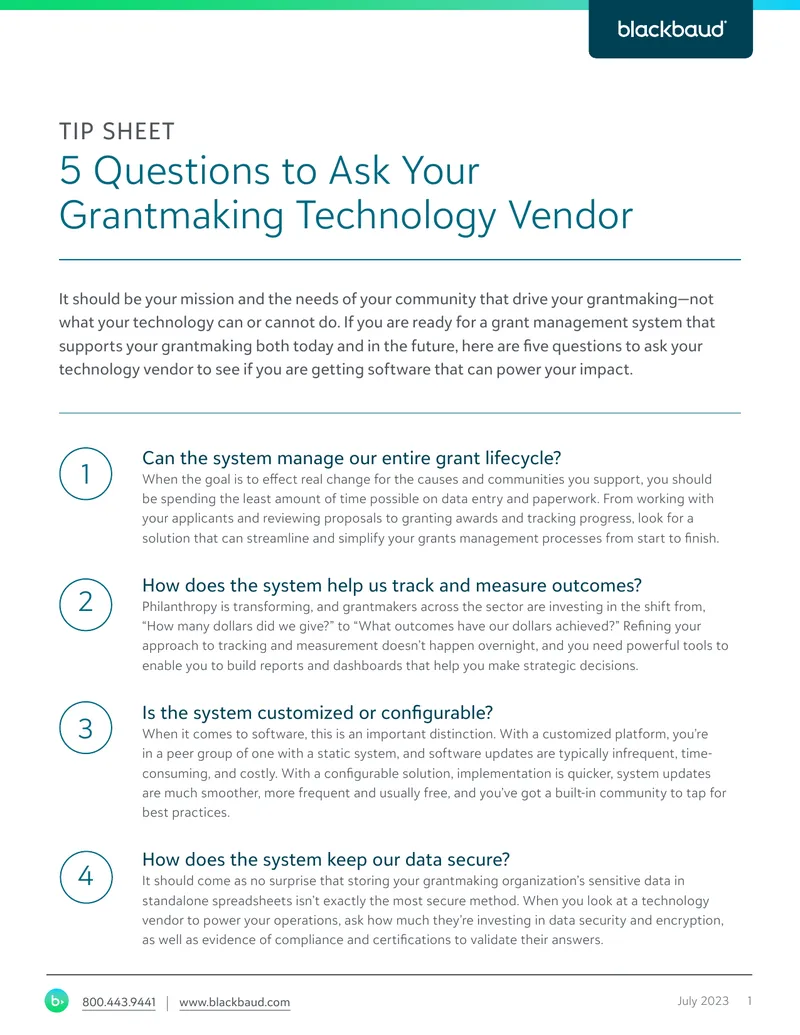 Questions to Ask Your Grantmaking Technology Vendor