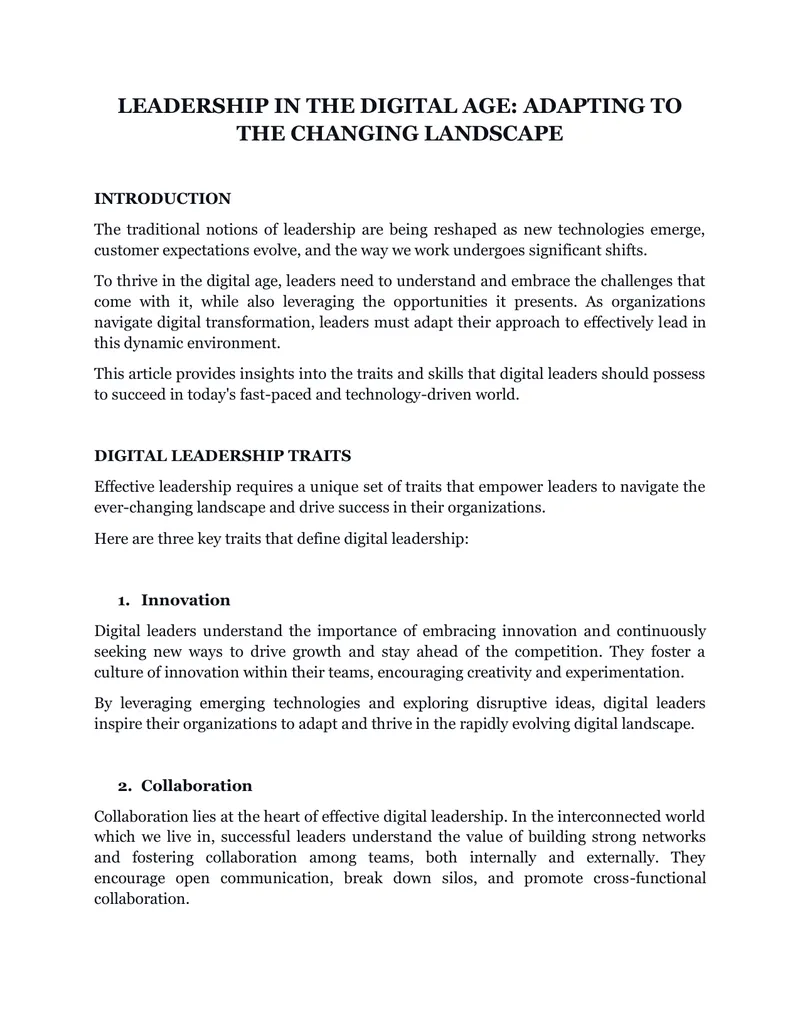 Digital Leadership Traits and Skills for Success