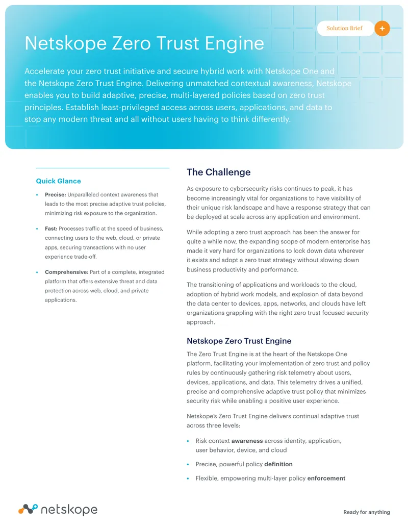 Netskope Zero Trust Engine Solution Brief