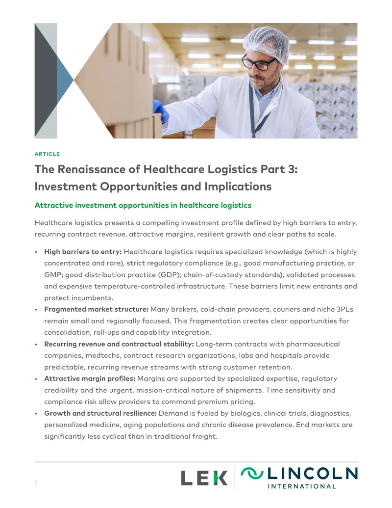 Investment Opportunities in Healthcare Logistics
