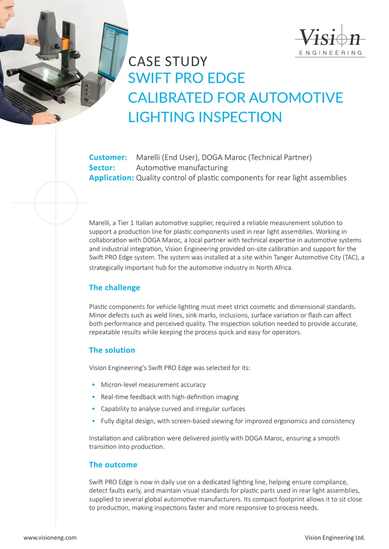 Quality Control Solution for Automotive Lighting Components
