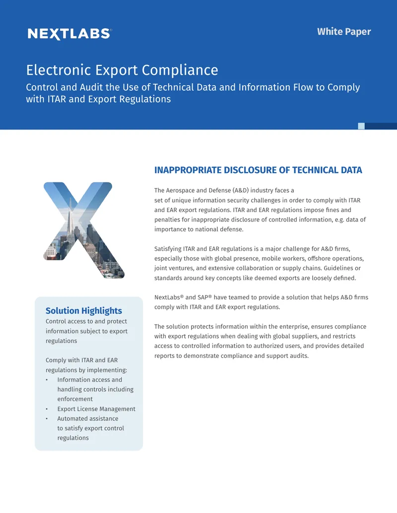 Electronic Export Compliance for ITAR Regulations