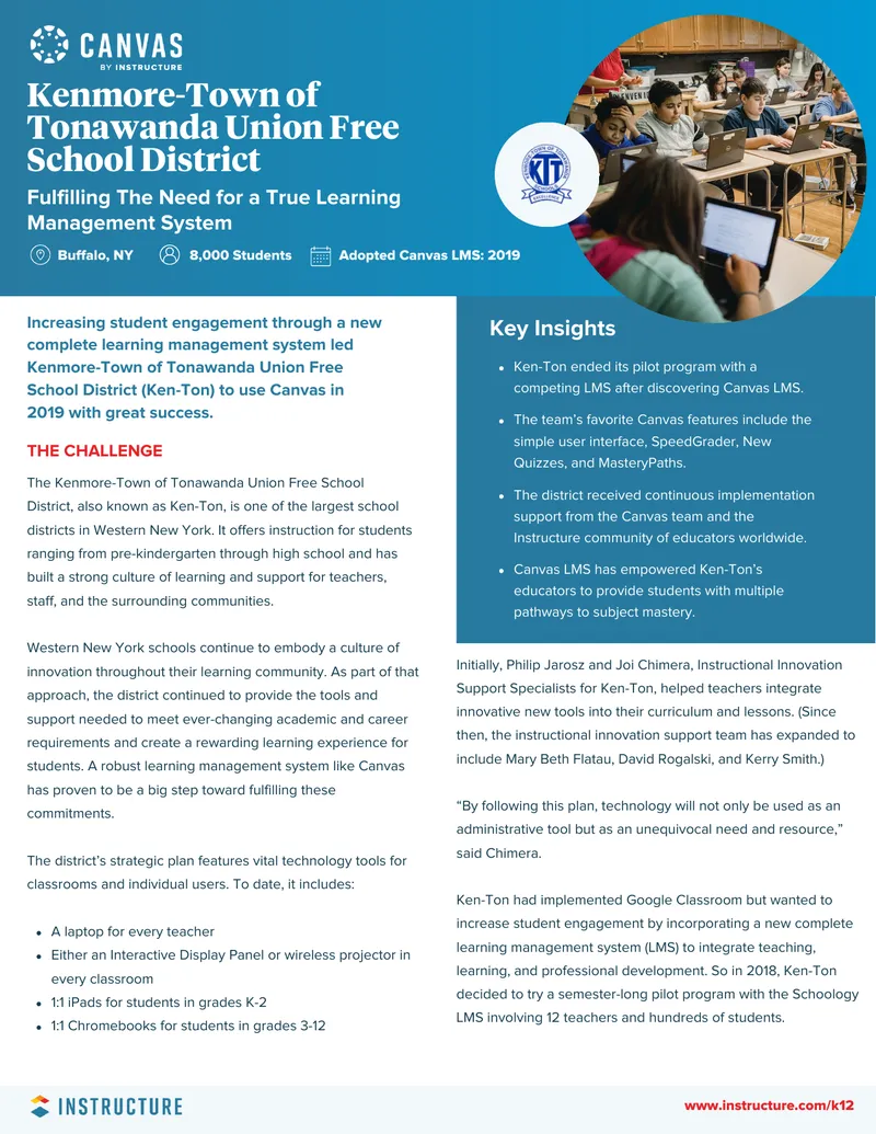 Kenmore-Town of Tonawanda Union Free School District Canvas Implementation