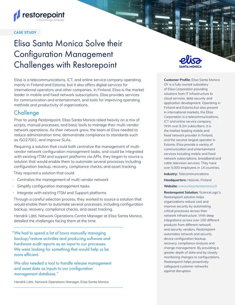 Elisa Santa Monica Configuration Management Case Study